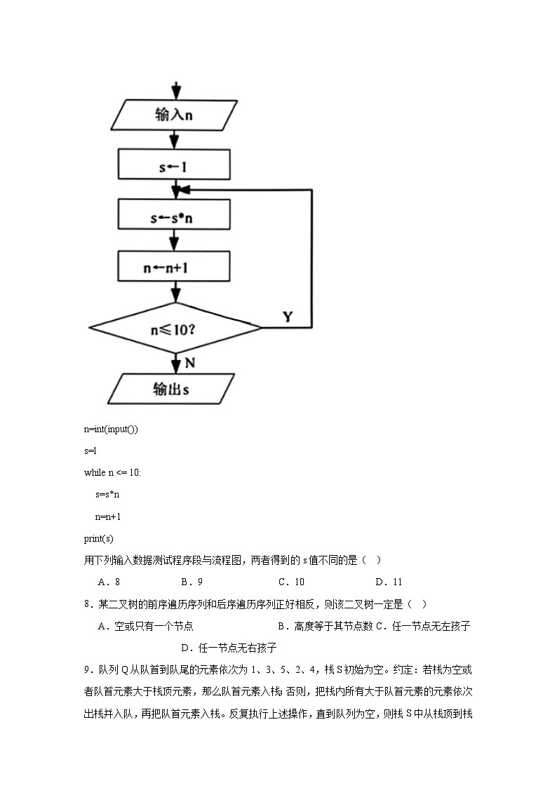 2025届浙江省绍兴市柯桥区高三上学期适应性考试技术试题-高中信息技术第3页