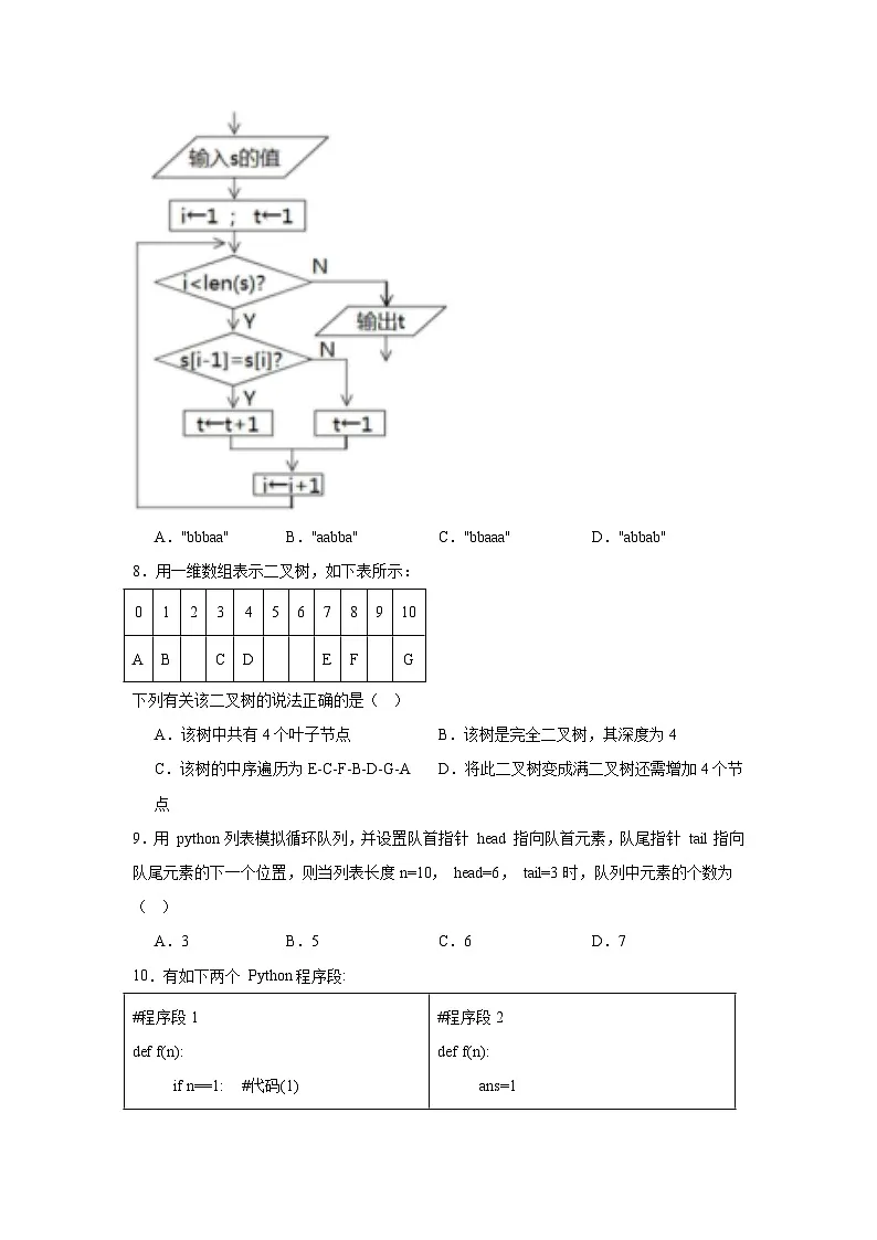 2025届浙江省宁波市高三下学期高考与选考模拟考试（三模）技术试题-高中信息技术（无答案）第3页