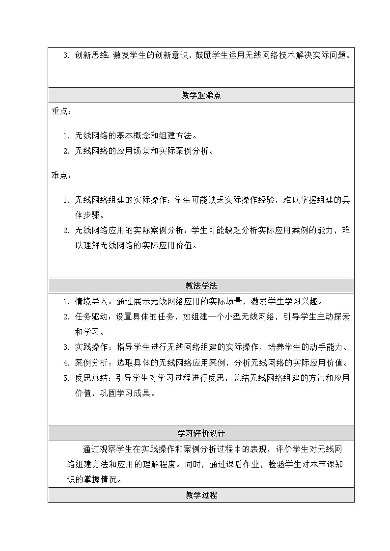 粤教版（2019）高中信息技术 必修二 3.3《组建小型无线网络》教案第2页