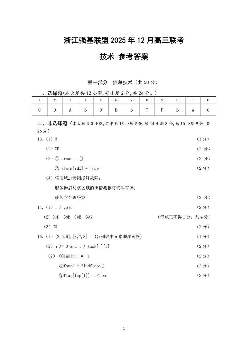 技术试题卷答案第1页