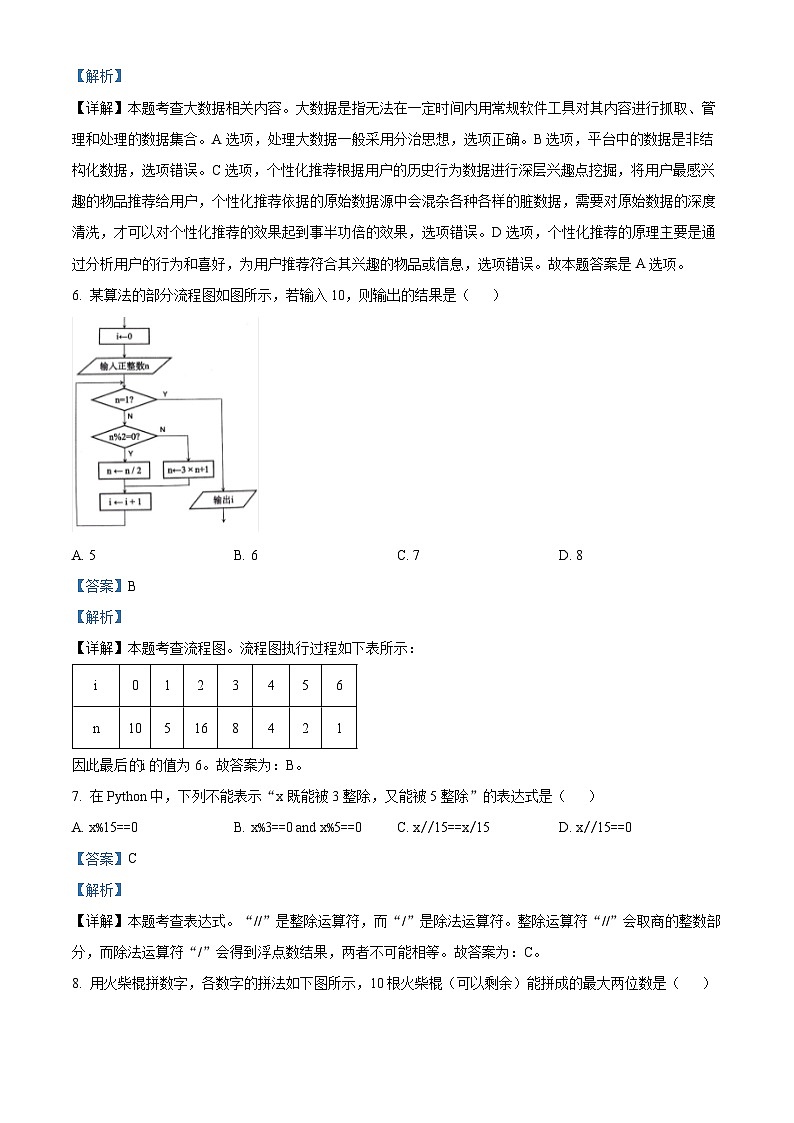 浙江省温州市2023—2024学年高二上学期期末教学质量统一检测 信息技术(B卷)   含解析第3页