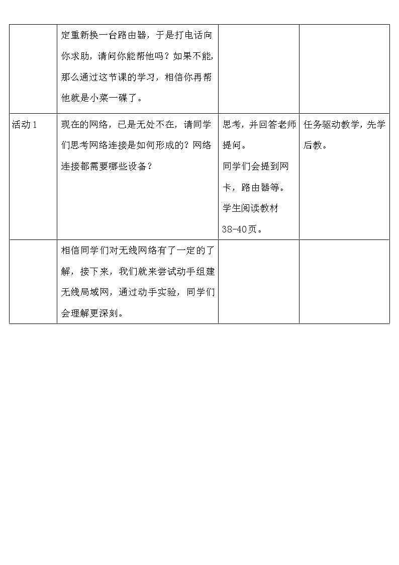 必修2  2.3 无线局域网的组建  教案02