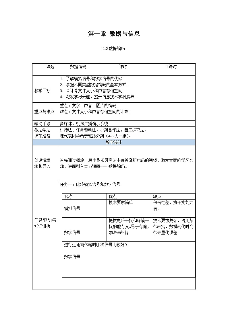 粤教版（2019）必修1高中信息技术 1.2 数据编码  PPT课件 (共24张)+教案+练习（含答案）+视频01