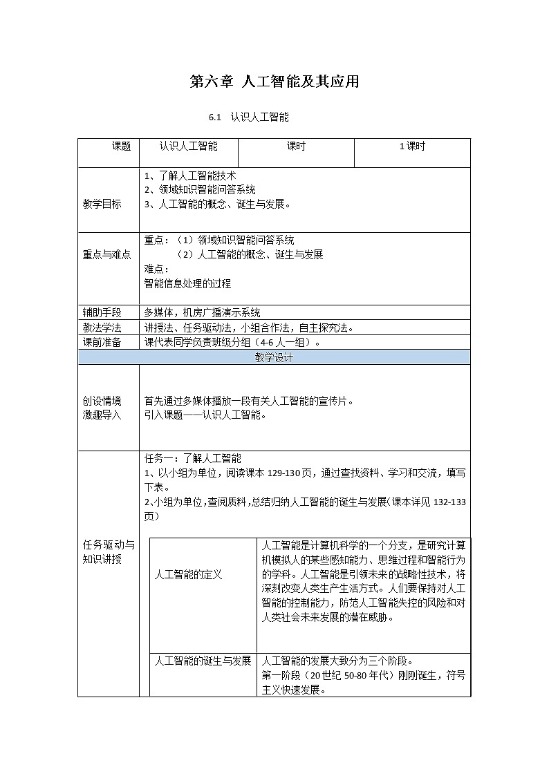 粤教版（2019）必修1高中信息技术 6.1 认识人工智能  PPT课件(共16张)+教案+练习(含答案）+视频+程序素材01