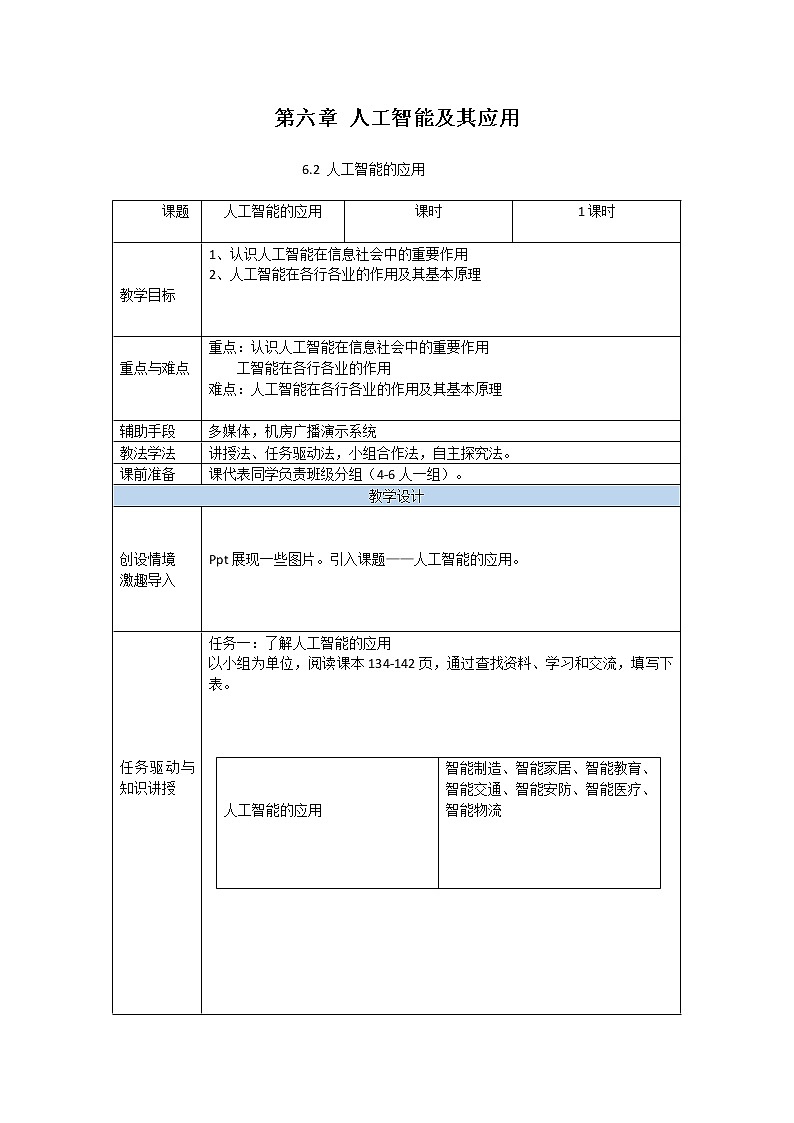 粤教版（2019）必修1高中信息技术 6.2 人工智能的应用  PPT课件(共22张)+教案+练习(含答案）01