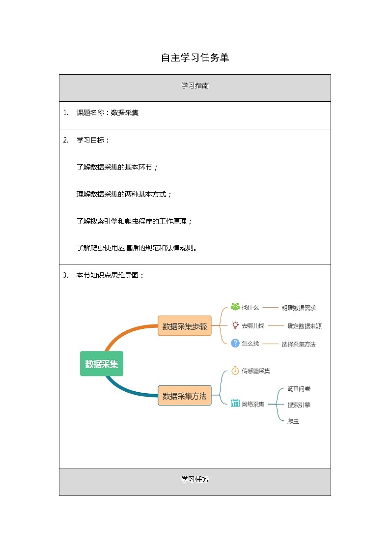 中图版高中信息技术必修1  3.2.1 数据采集 课件+教案+练习+任务单01
