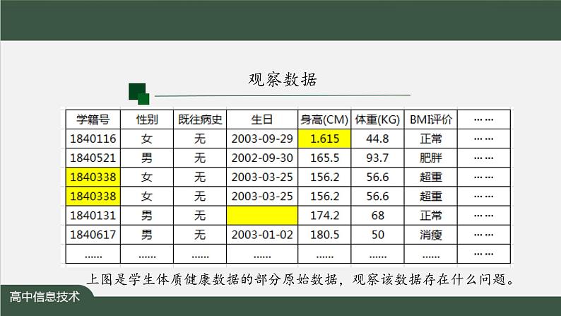 中图版高中信息技术必修1  3.2.2 数据整理 课件+教案+练习+任务单05