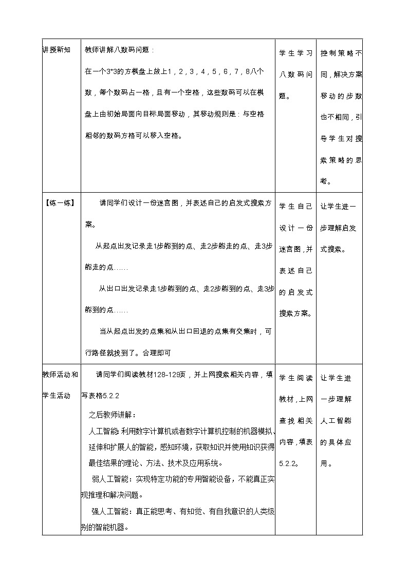 教科版高中信息技术必修1数据与计算 5.2 探秘人工智能 教案02