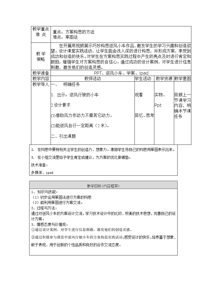 苏教版高中通用技术 必修一5.1 方案的构思方法 教案02