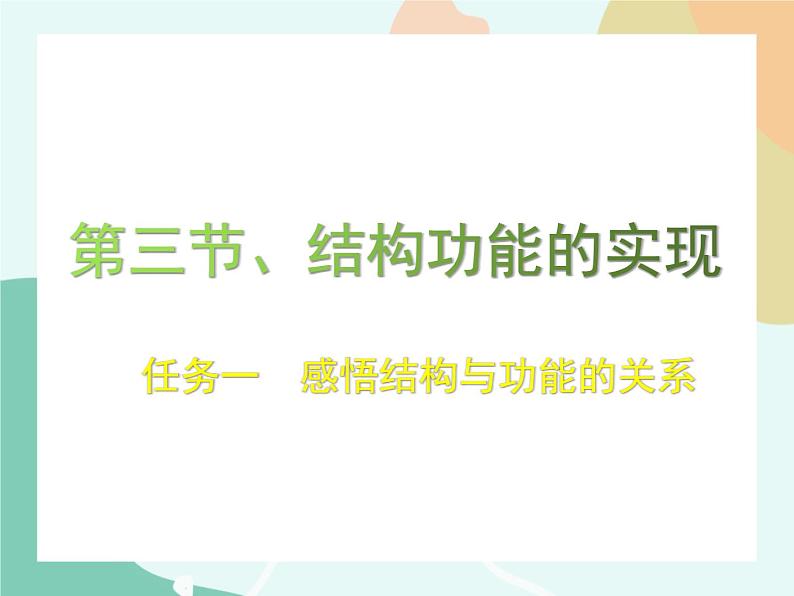 苏教版通用技术 技术与设计2第三节、结构功能的实现 任务一  感悟结构与功能的关系 课件第1页