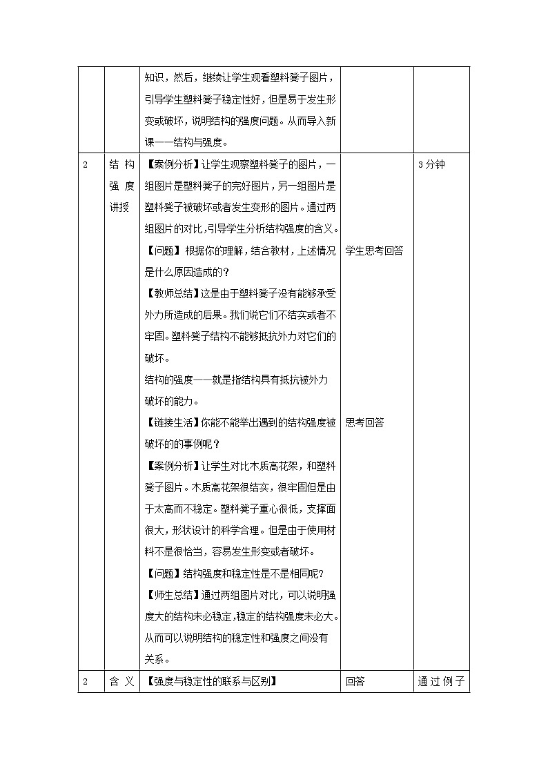苏教版通用技术必修二 1.2 稳固结构的探析 教案03