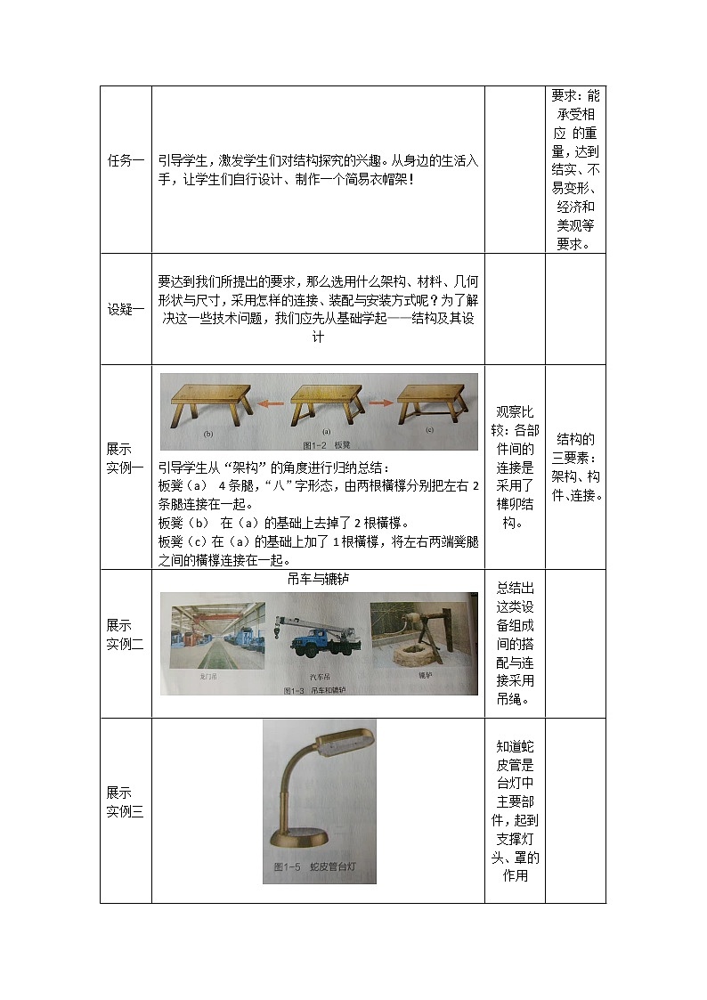 地质版通用技术必修二 1.1 初识结构 教案02