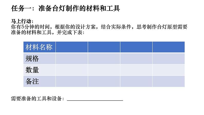 高中通用技术《技术与设计1》第六章第四节 《准备台灯制作材料和工具 》 《制作台灯模型或原型》ppt 课件第7页