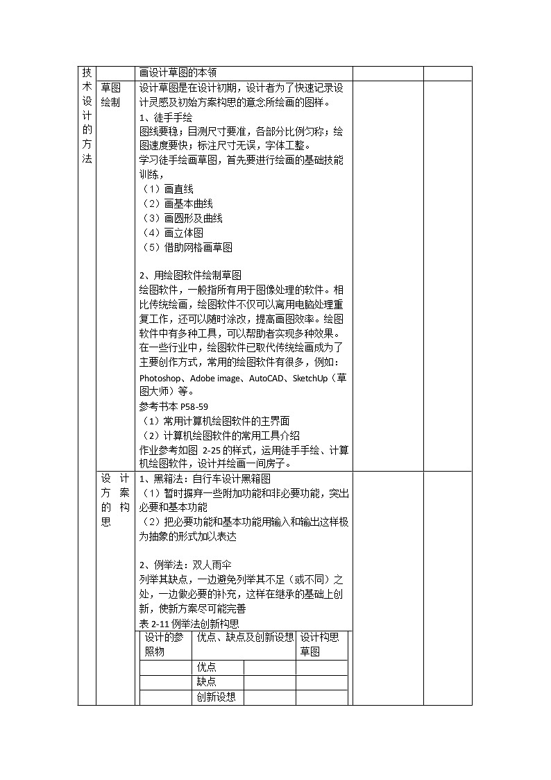2.3 技术设计的一般过程和方法（二）教案（表格式）02