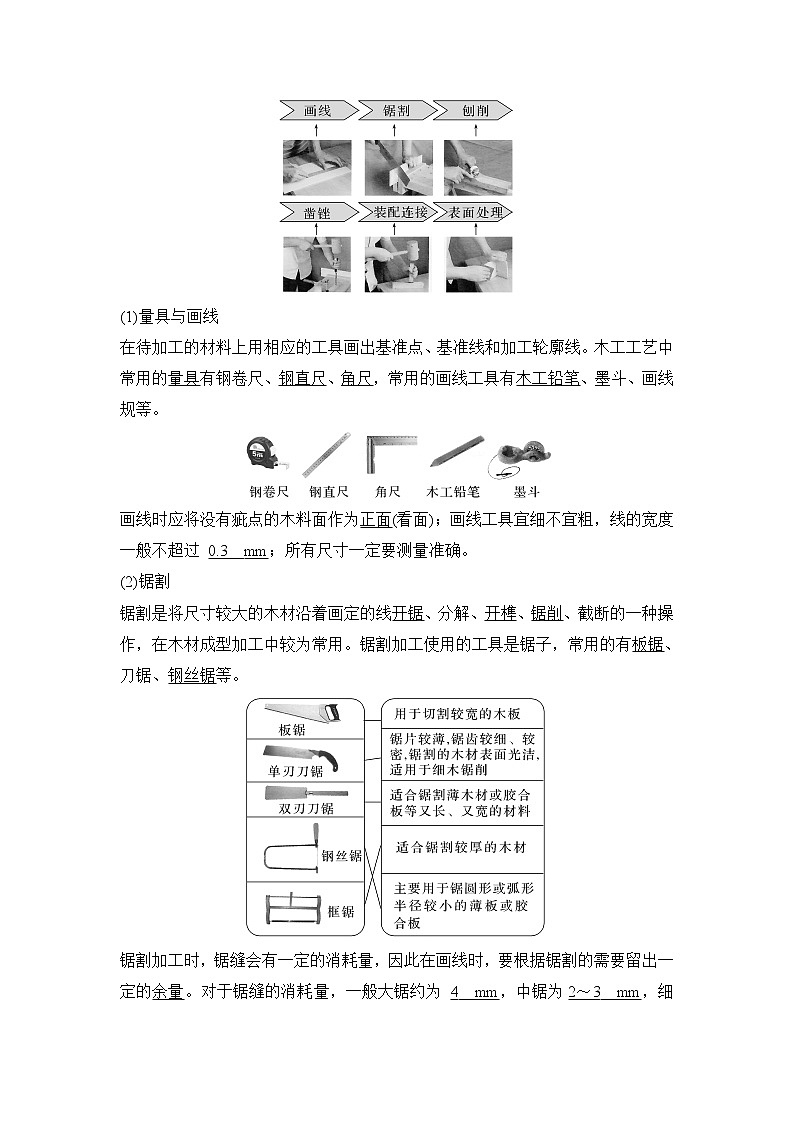 新教材高二上苏教版通用技术 技术与设计学案课时2 工艺的类别与选择——木工工艺02