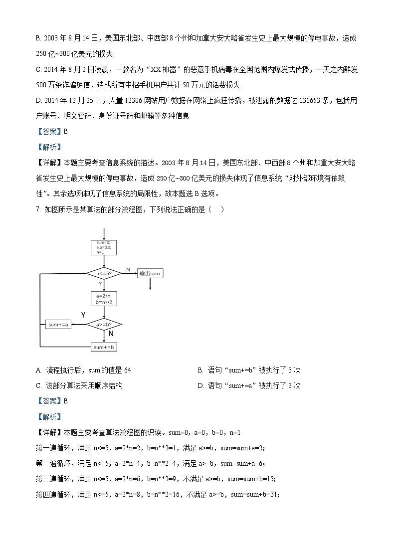 浙江省2024届高三技术上学期模拟练习检测试卷（Word版附解析）03