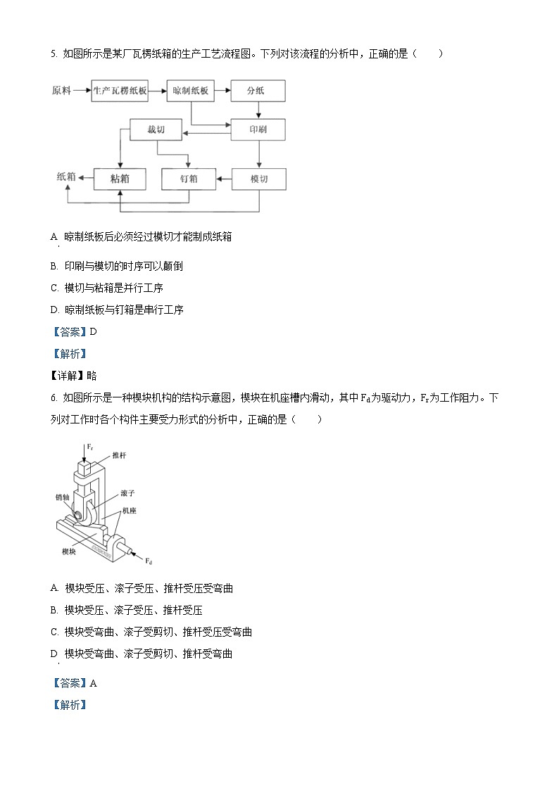 2023年6月浙江省普通高校招生选考通用技术真题（Word版附解析）03