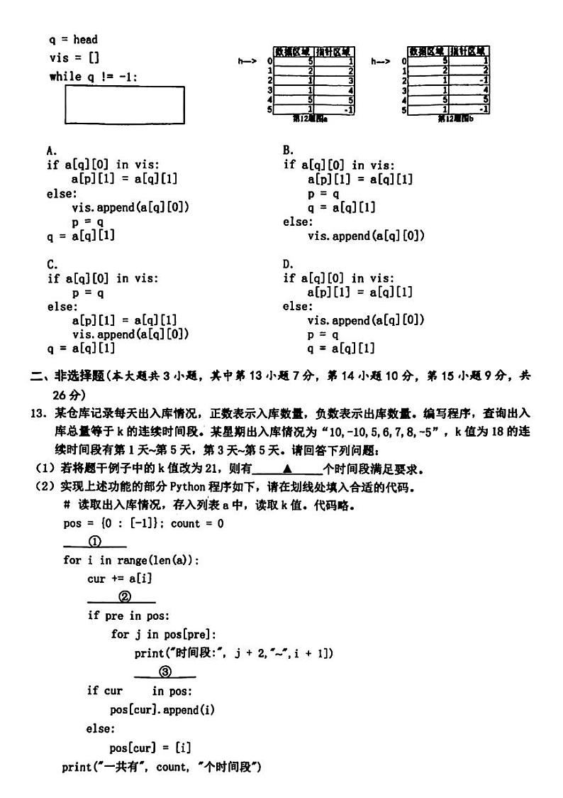 2024届浙江省温州市普通高中高三下学期5月第三次适应性考试技术试题03