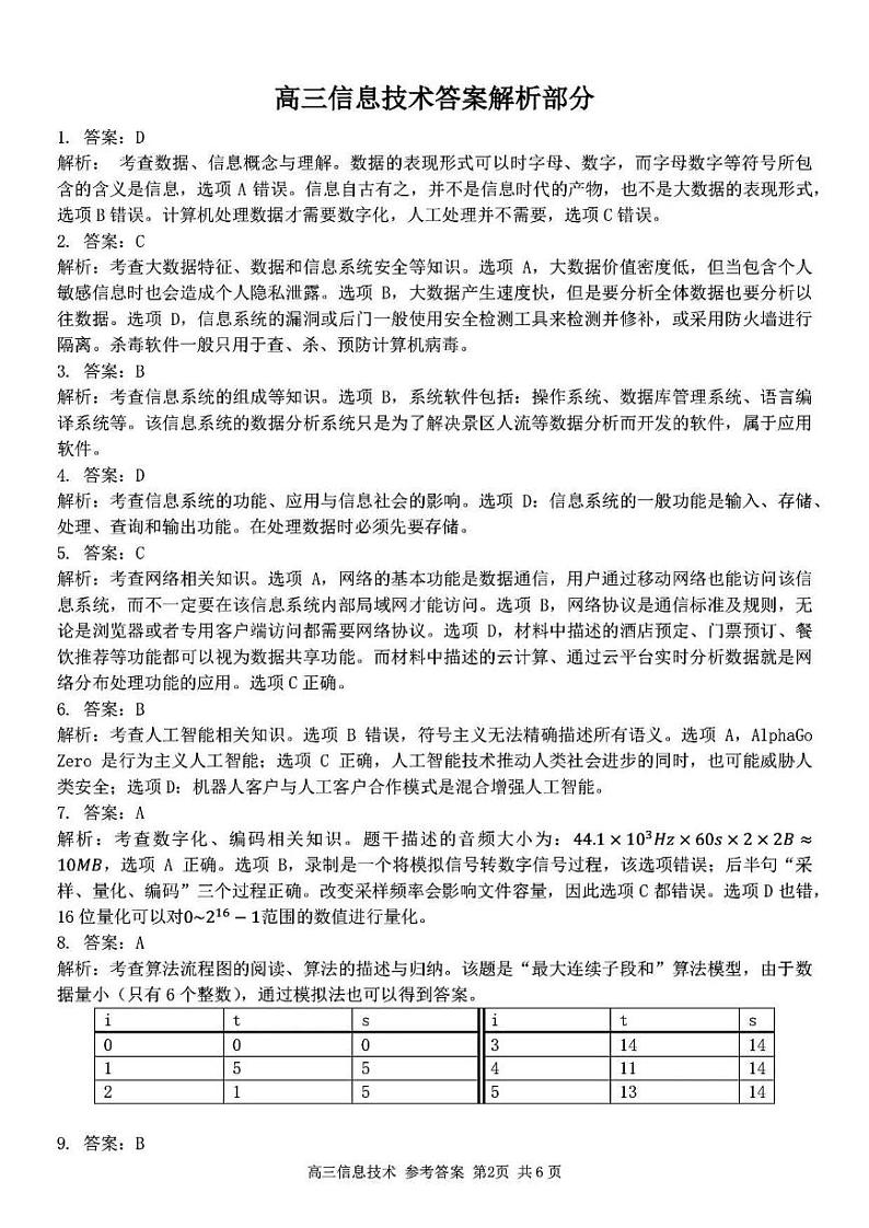 浙江省2023学年高三年级第二学期浙江精诚联盟适应性联考 技术试题02