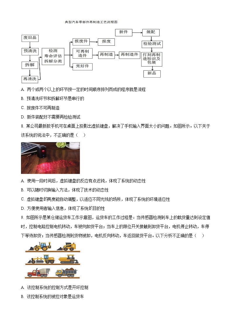 浙江省2022届选考通用技术模拟试题一 Word版无答案第3页