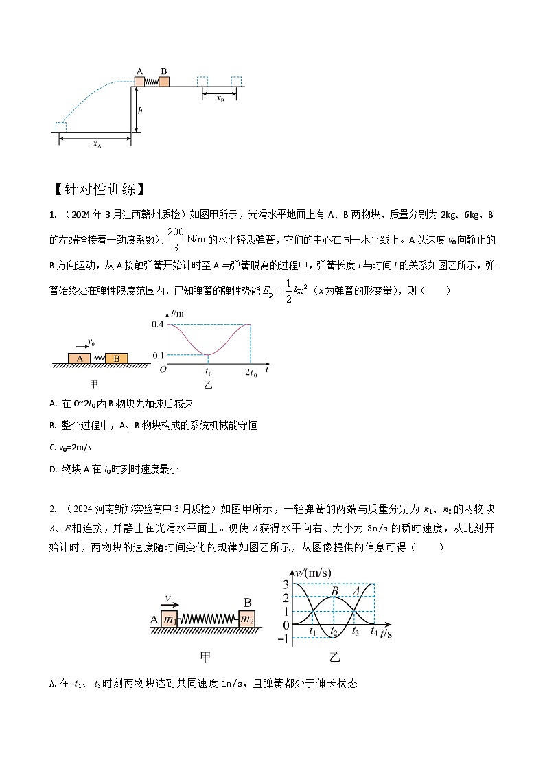 模型1弹簧模型（原卷版）-动量守恒的十种模型解读和针对性训练第2页