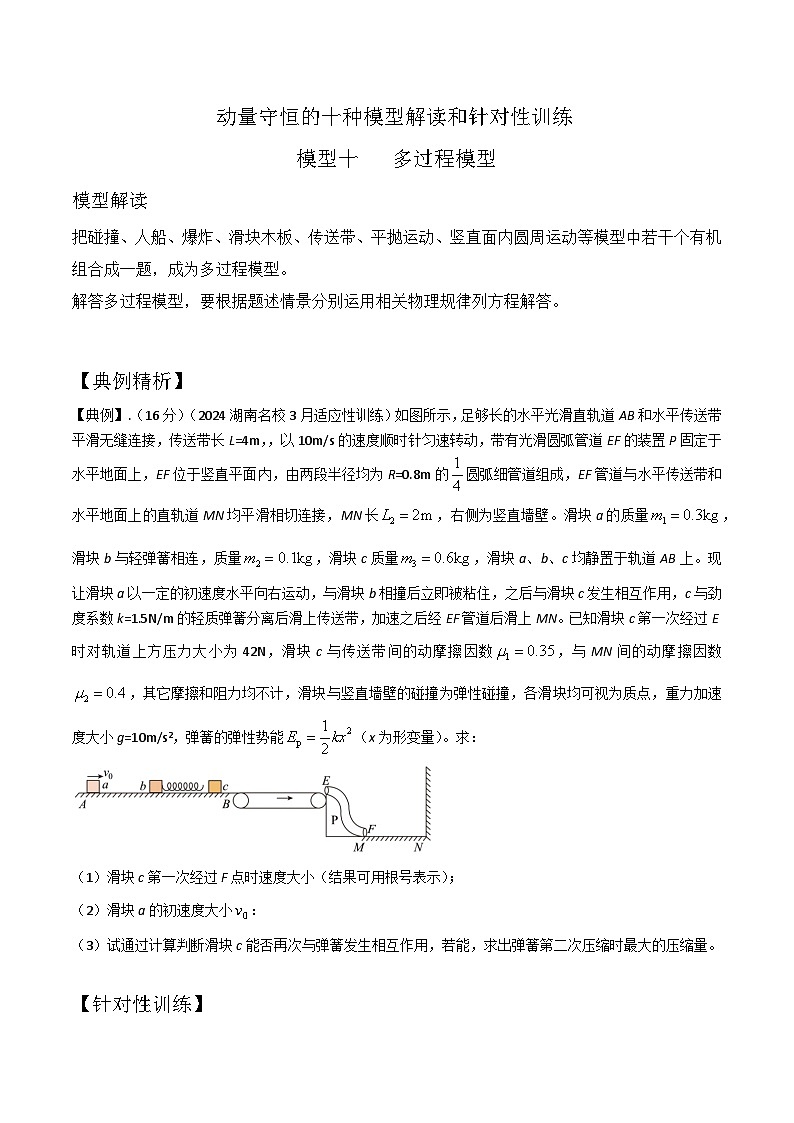 模型10多过程模型（原卷版）-动量守恒的十种模型解读和针对性训练第1页
