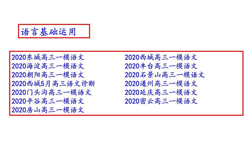 北京市2020届高三一模语文分类汇编之语言基础运用（十三区52张PPT）第2页