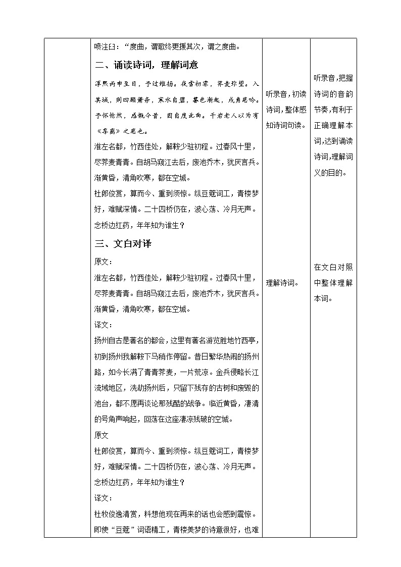 高中语文 选择性必修下第二单元《扬州慢》教学设计第3页