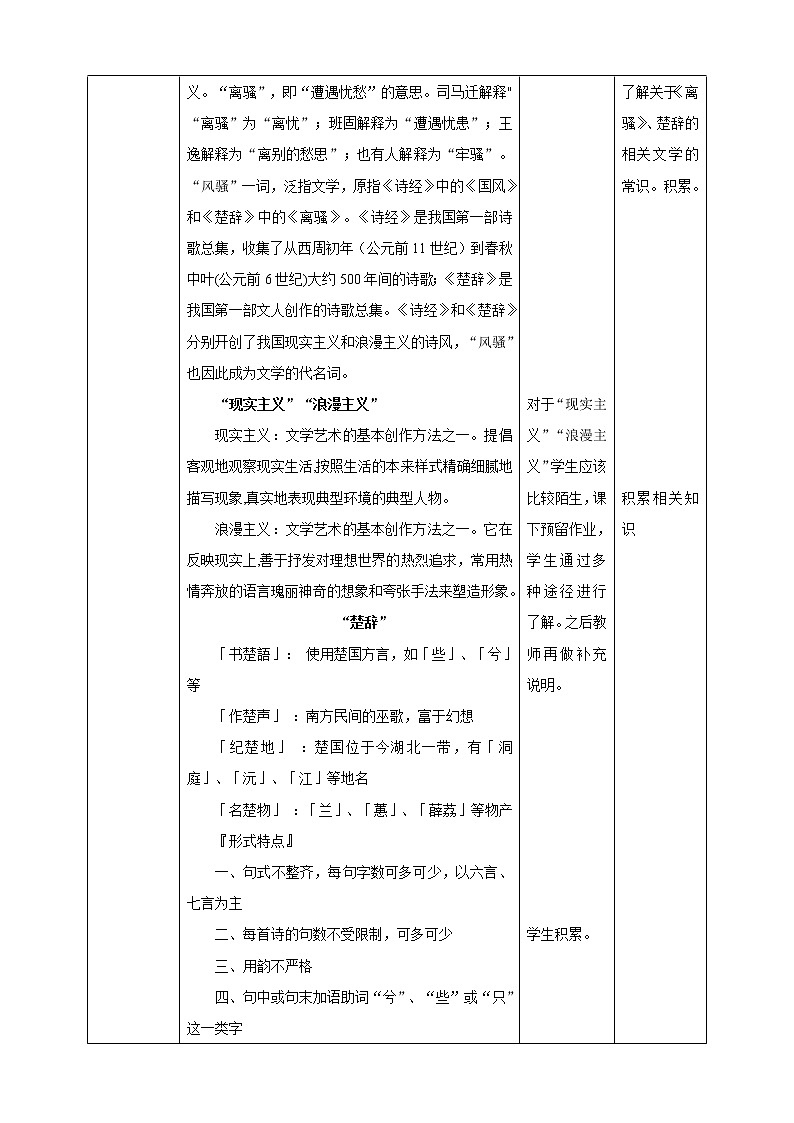 高中语文必修二第二单元5《离骚》（节选）第一课时 教学设计第2页