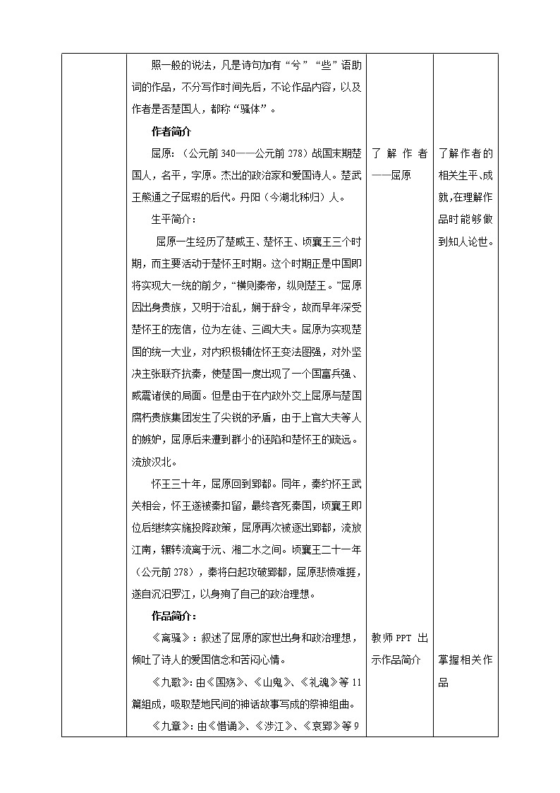 高中语文必修二第二单元5《离骚》（节选）第一课时 教学设计第3页