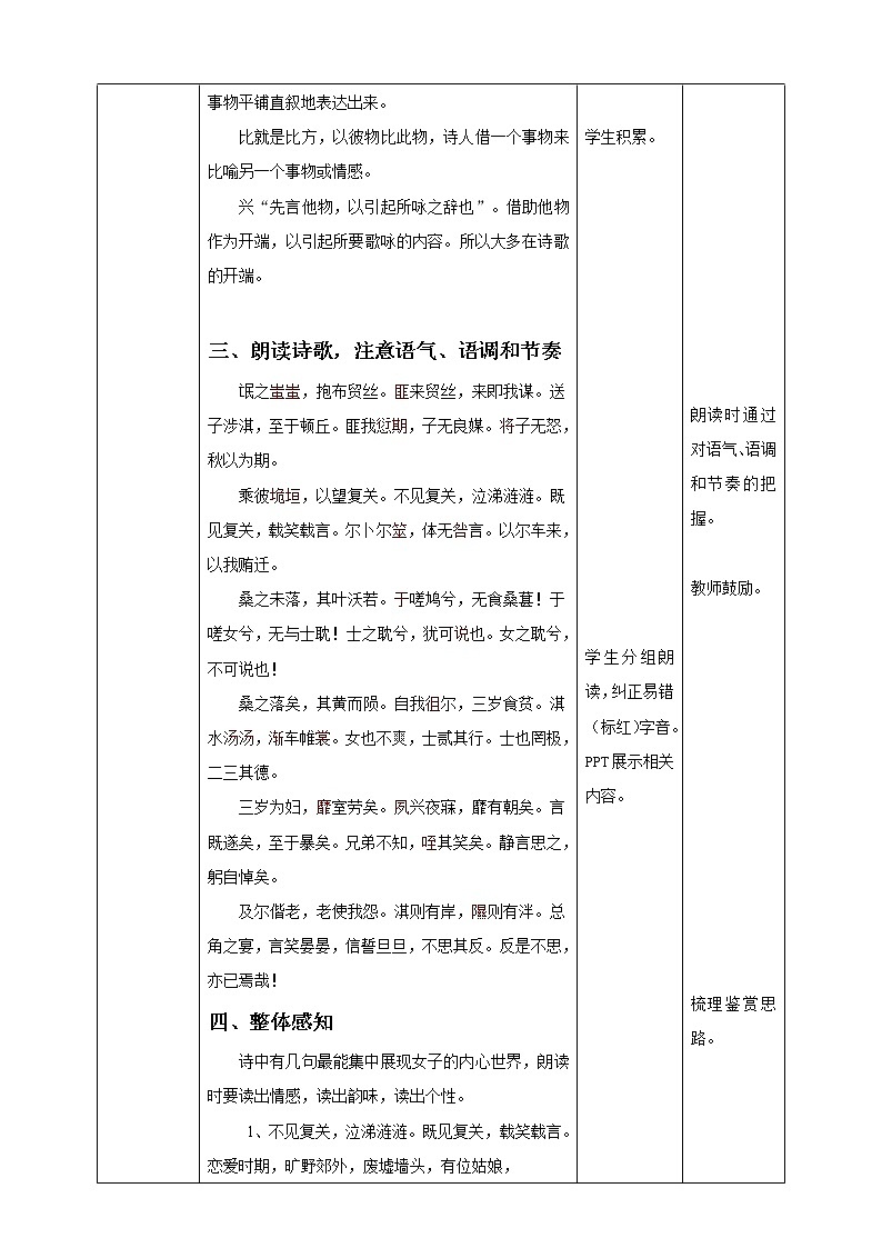 高中语文人教统编版选择性必修 下册 第一单元1.1《氓》教学设计03