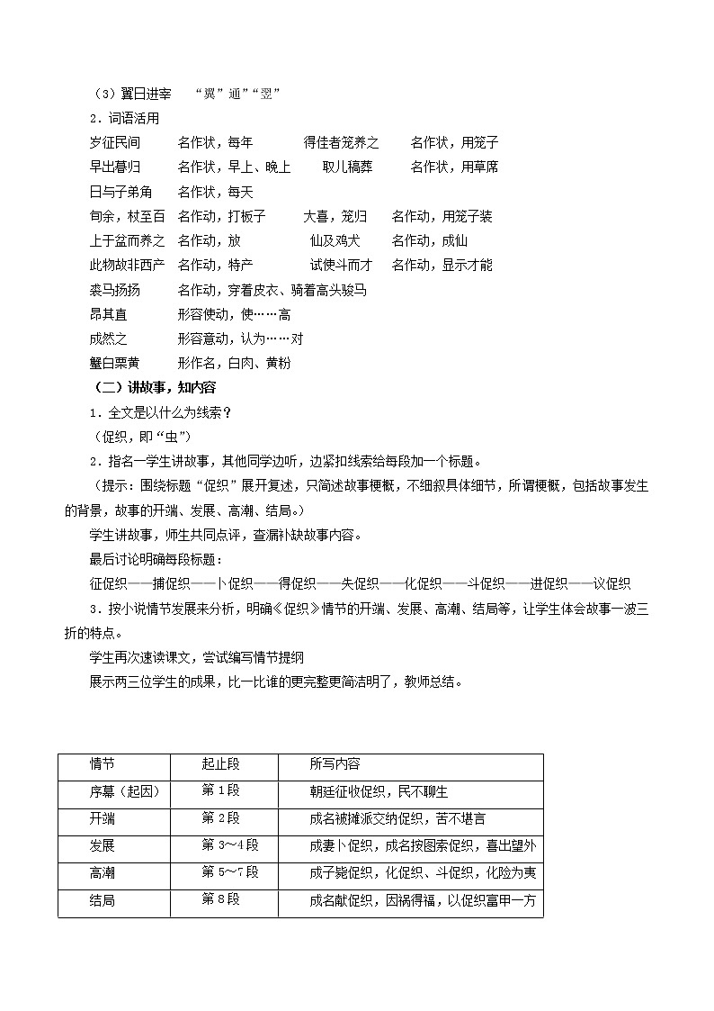 高中语文人教统编版必修下册　6.14.1 《促织》教学设计（1）第3页
