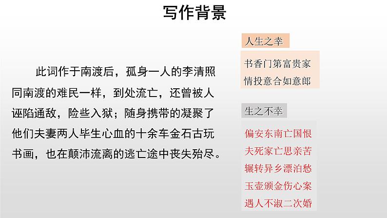 高中语文人教统编版必修上册《9.3 声声慢（寻寻觅觅）》名师优质课ppt课件第5页