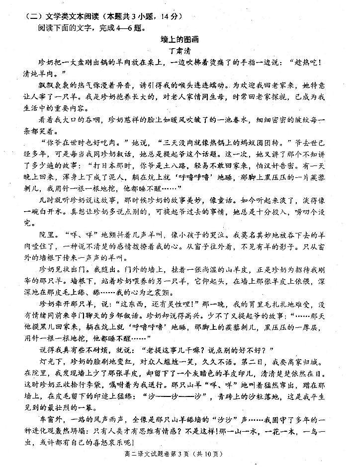 2017-2018学年四川省眉山市高中高二上学期期末教学质量检测语文试题 PDF版第3页