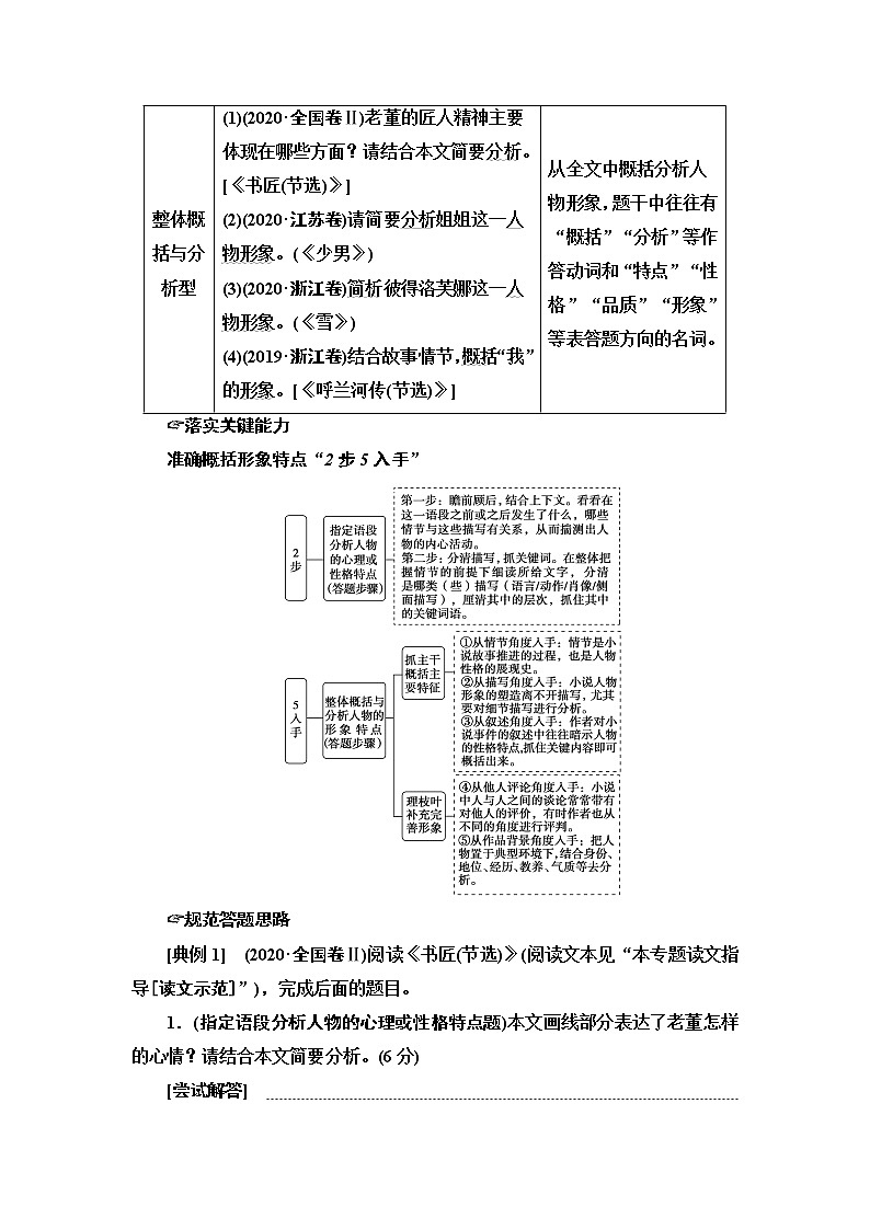 高考小说阅读专项突破  第4讲　立足命题热点，全解形象类题——2022届高考语文一轮复习学案03