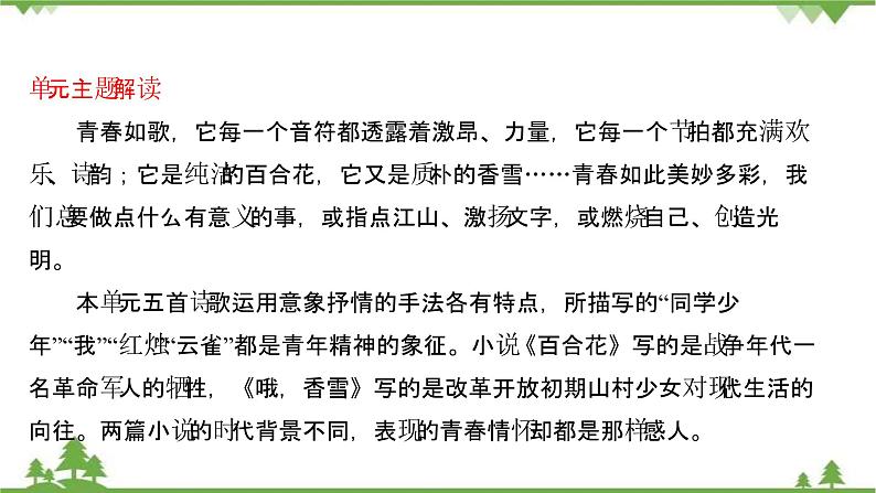 2021-2022学年高中语文部编版必修上册同步课件：第一单元+文学阅读与写作任务群·青春激扬02