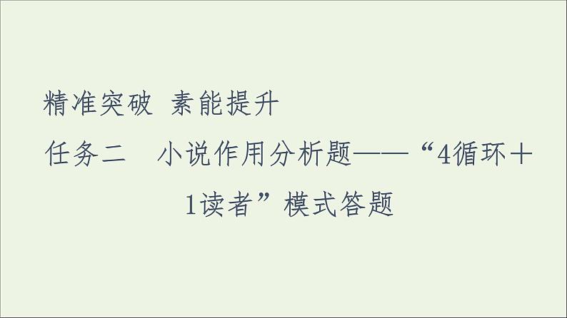 2021年 高中语文 二轮复习 小说作用分析题 课件第1页