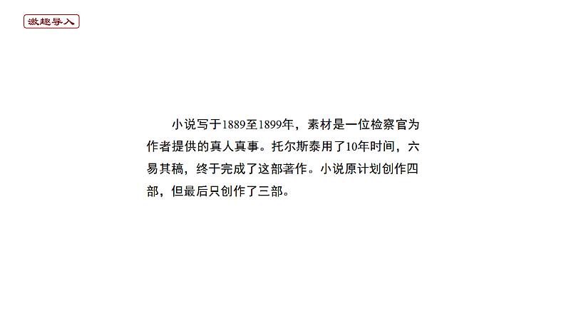 2020-2021学年部编版高中语文选择性必修上册  复活（节选） 课件（20张）第2页