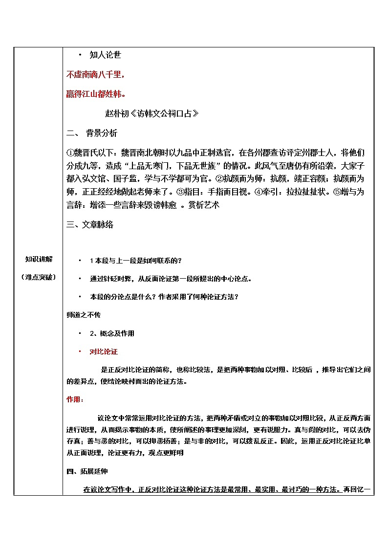 统编版高中语文必修上册-10.2师说中的正反对比论证教案02