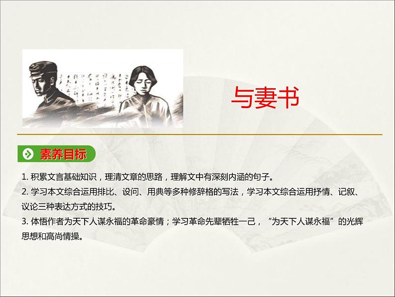 2020-2021学年高中语文 人教部编版 必修下册：11.2 与妻书 课件（共42页）第1页