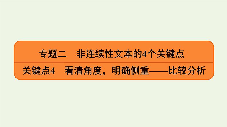 2020-2021学年 高中语文 二轮复习 专题2非连续性文本 比较分析课件第1页