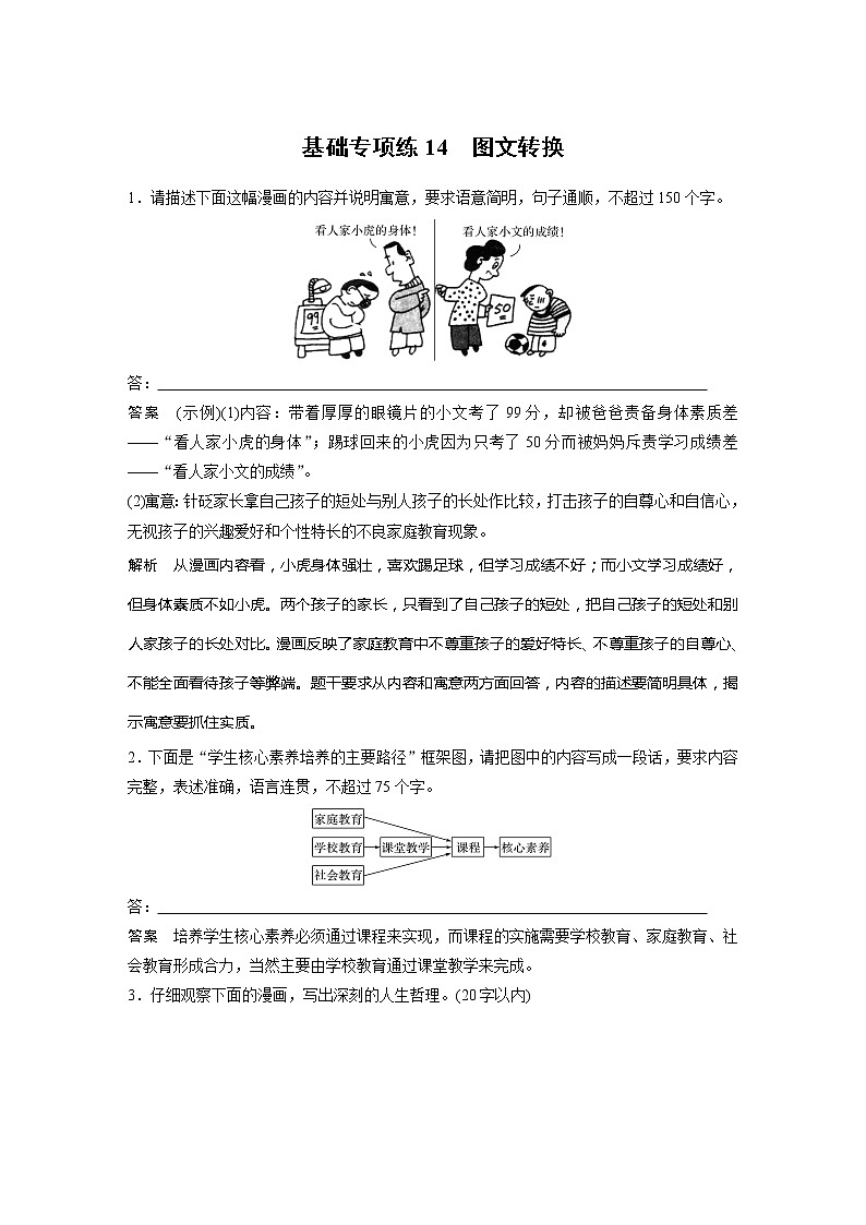 2022届高考语文一轮复习基础专项练14　图文转换第1页
