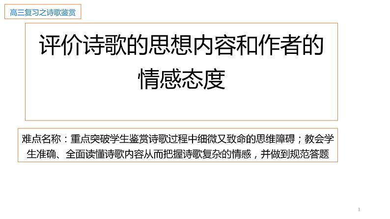 高中语文统编版必修下册 评价诗歌的思想内容和作者的情感态度 课件第1页