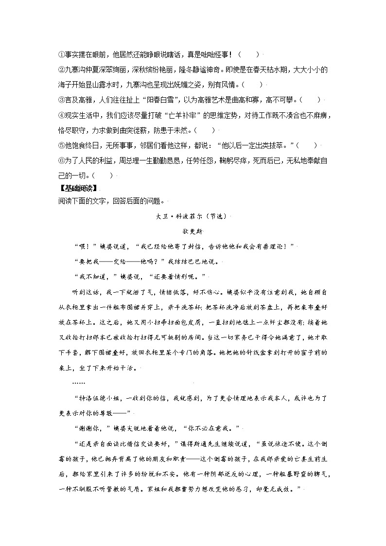 第12课 《大卫·科波菲尔（节选）》 课件+作业（含解析） -高二语文同步备课系列（统编版选择性必修上册）02