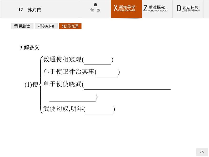 人教版语文必修4同步教学课件：4.12苏武传第7页