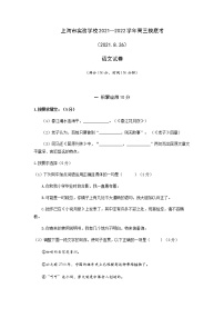 上海市实验学校高三上学期开学摸底考语文试题含答案