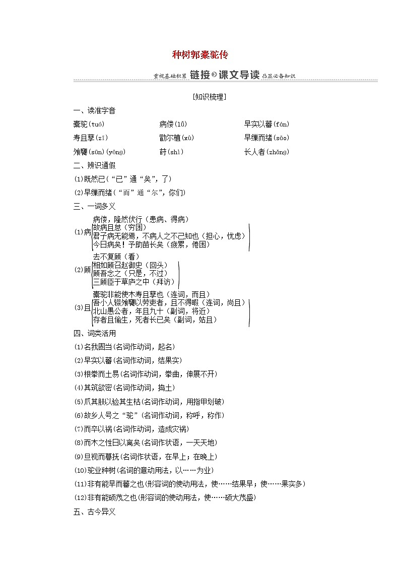 2021_2022学年高中语文第6单元文无定格贵在鲜活种树郭橐驼传学案新人教版选修中国古代散文欣赏20210927232第1页