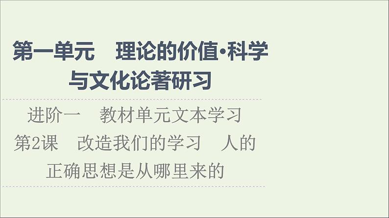 2021_2022学年新教材高中语文第1单元进阶1第2课篇目1改造我们的学习课件部编版选择性必修中册20210929222001