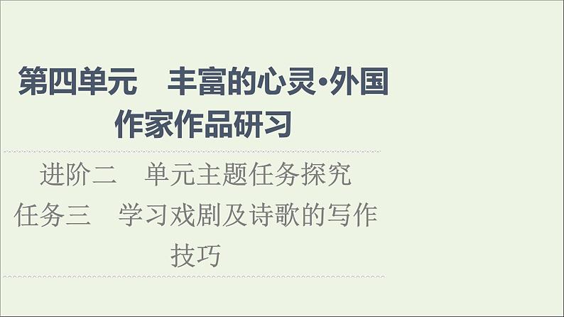 2021_2022学年新教材高中语文第4单元进阶2任务3学习戏剧及诗歌的写作技巧课件部编版选择性必修中册20210929225401