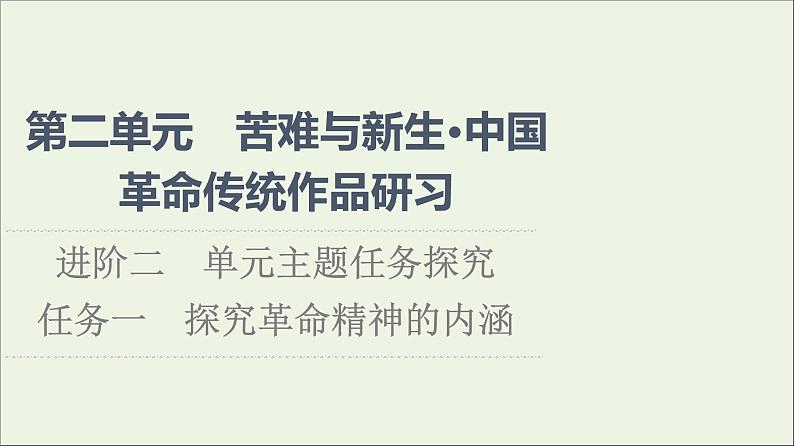 2021_2022学年新教材高中语文第2单元进阶2任务1探究革命精神的内涵课件部编版选择性必修中册20210929223701